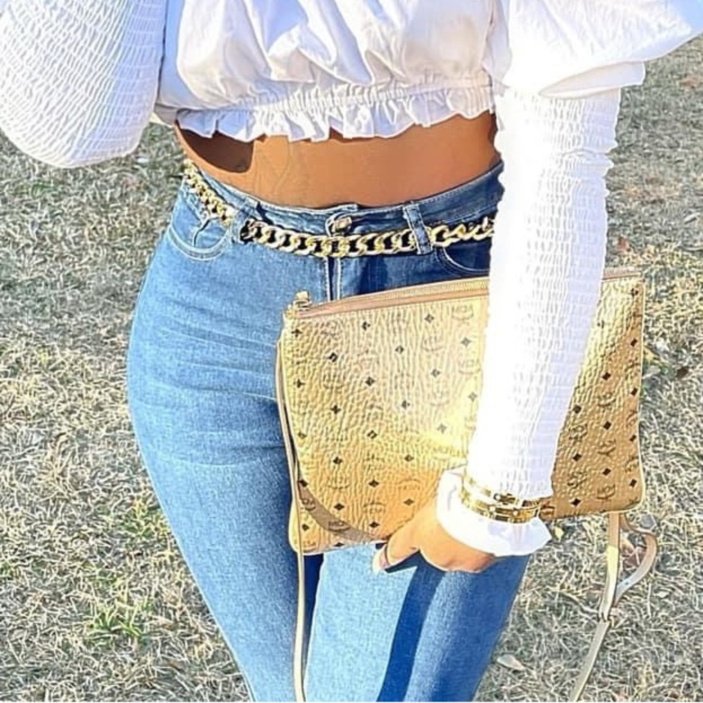 MCM VISETOS BERLIN GOLD CROSSBODY